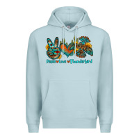 Blue Mist peace love thunderbird Premium Hoodie - OliviaCreatesArt