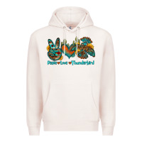 Pale Pink peace love thunderbird Premium Hoodie - OliviaCreatesArt