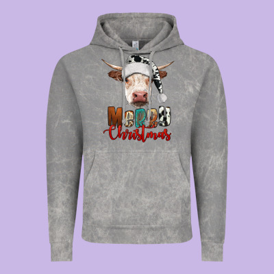 Merry Christmas Hereford Cow Vintage Hoodie Designed By Ranaportraitstore