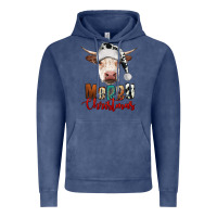 Vintage Denim merry christmas hereford cow Vintage Hoodie - RanaPortraitStore