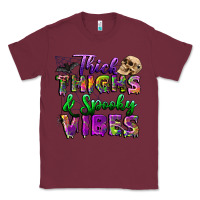 Burgundy thick thighs and spooky vibes Classic Tee - BundleAndBundleShop