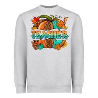 Heather Grey Teacher pumpkin Heavyweight Sweatshirt - NancyCooperArtShop