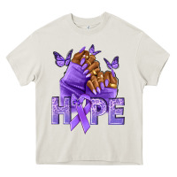 Hope Lavender Ribbon All Cancers Heavy Core Tee | Teevron