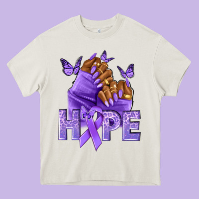 Hope Lavender Ribbon All Cancers Heavy Core Tee Designed By Nancycooperartshop