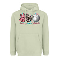 Matcha Peace Love Volleyball Heavyweight Hoodie - FaDigitalArtStudio
