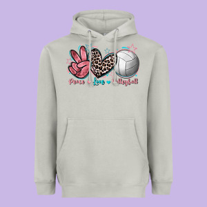 Peace Love Volleyball Heavyweight Hoodie Designed By Fadigitalartstudio