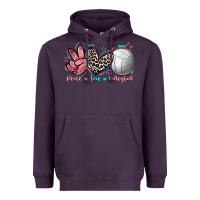 Plum Peace Love Volleyball Heavyweight Hoodie - FaDigitalArtStudio