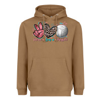 Toasted Coconut Peace Love Volleyball Heavyweight Hoodie - FaDigitalArtStudio