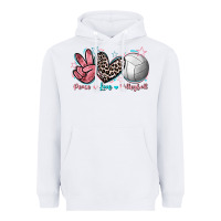 White Peace Love Volleyball Heavyweight Hoodie - FaDigitalArtStudio