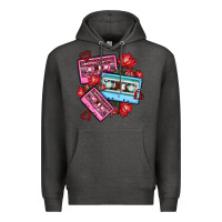 Charcoal Heather valentines day casette olivia Premium Hoodie - OliviaCreatesArt