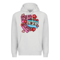 Dove Grey valentines day casette olivia Premium Hoodie - OliviaCreatesArt