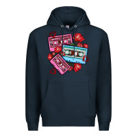 Navy valentines day casette olivia Premium Hoodie - OliviaCreatesArt