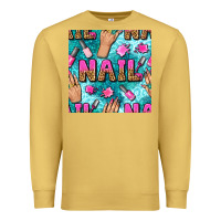 Antique Gold nail art hands and polish with turquoise leopard and glitter seamless  Premium Sweatshirt - BundleAndBundleShop