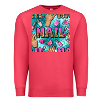 Cardinal nail art hands and polish with turquoise leopard and glitter seamless  Premium Sweatshirt - BundleAndBundleShop