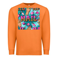 Carrot nail art hands and polish with turquoise leopard and glitter seamless  Premium Sweatshirt - BundleAndBundleShop