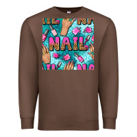 Chestnut nail art hands and polish with turquoise leopard and glitter seamless  Premium Sweatshirt - BundleAndBundleShop