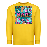 Lemon nail art hands and polish with turquoise leopard and glitter seamless  Premium Sweatshirt - BundleAndBundleShop