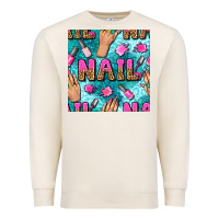 Sandshell nail art hands and polish with turquoise leopard and glitter seamless  Premium Sweatshirt - BundleAndBundleShop