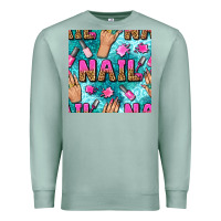 Seafoam nail art hands and polish with turquoise leopard and glitter seamless  Premium Sweatshirt - BundleAndBundleShop