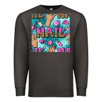 Smoke nail art hands and polish with turquoise leopard and glitter seamless  Premium Sweatshirt - BundleAndBundleShop