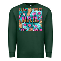 Sports Green nail art hands and polish with turquoise leopard and glitter seamless  Premium Sweatshirt - BundleAndBundleShop