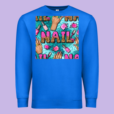 Nail Art Hands And Polish With Turquoise Leopard And Glitter Seamless  Premium Sweatshirt Designed By Bundleandbundleshop