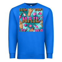 True Royal nail art hands and polish with turquoise leopard and glitter seamless  Premium Sweatshirt - BundleAndBundleShop