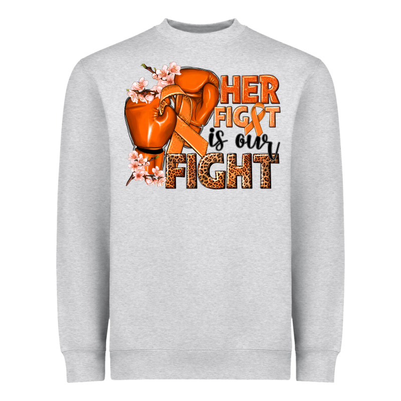 Her Fight Is Our Fight Kidney Cancer Orange Ribbon Heavyweight Sweatshirt by NancyCooperArtShop | Teevron