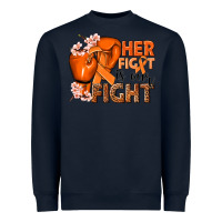 Navy Her fight is our fight Kidney Cancer orange ribbon Heavyweight Sweatshirt - NancyCooperArtShop