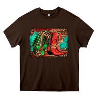 Chocolate Brown country boots Christmas Heavy Core Tee - Jasminsmagicworld