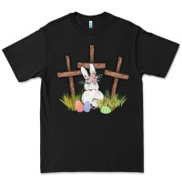 Black floral watercolor easter bunny cross Premium Tee - MaliasSmallBusiness