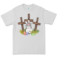 Dove Grey floral watercolor easter bunny cross Premium Tee - MaliasSmallBusiness