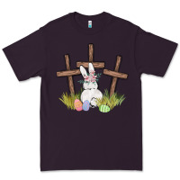 Plum floral watercolor easter bunny cross Premium Tee - MaliasSmallBusiness