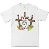 White floral watercolor easter bunny cross Premium Tee - MaliasSmallBusiness