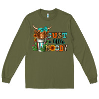Army Green just a little moody coffee cup long haired cow Long Sleeve Tee - Jasminsmagicworld
