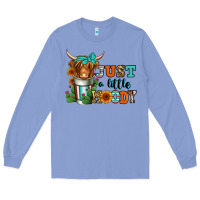 Just A Little Moody Coffee Cup Long Haired Cow Long Sleeve Tee | Teevron