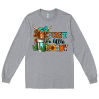 Heather Grey just a little moody coffee cup long haired cow Long Sleeve Tee - Jasminsmagicworld