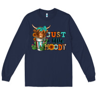 Navy just a little moody coffee cup long haired cow Long Sleeve Tee - Jasminsmagicworld