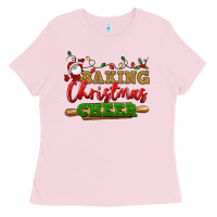 Bubblegum Pink Baking Christmas cheer Ladies Tee - NancyCooperArtShop