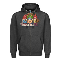 Charcoal Heather Baseball gnomies Zipper Hoodie - HowdyJamesFarm