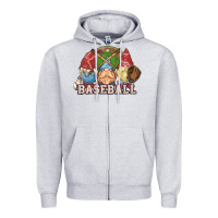 Heather Grey Baseball gnomies Zipper Hoodie - HowdyJamesFarm