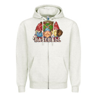 Oatmeal Heather Baseball gnomies Zipper Hoodie - HowdyJamesFarm