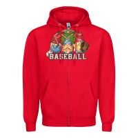 Red Baseball gnomies Zipper Hoodie - HowdyJamesFarm