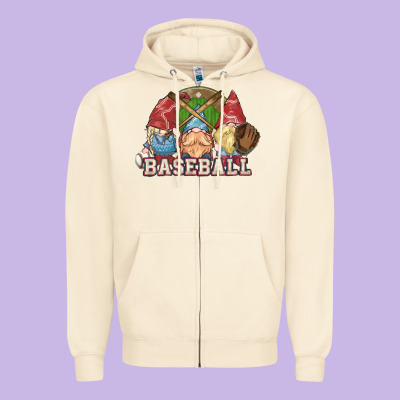 Baseball Gnomies Zipper Hoodie Designed By Howdyjamesfarm