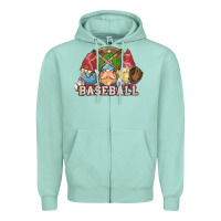 Seafoam Baseball gnomies Zipper Hoodie - HowdyJamesFarm