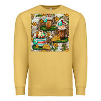 Cow Coffee Cups And Farm With Leopard Seamless Pattern Bbs Premium Sweatshirt | Teevron