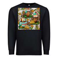 Black cow coffee cups and farm with leopard seamless pattern bbs Premium Sweatshirt - BundleAndBundleShop