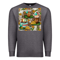Charcoal Heather cow coffee cups and farm with leopard seamless pattern bbs Premium Sweatshirt - BundleAndBundleShop