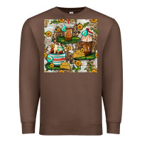 Chestnut cow coffee cups and farm with leopard seamless pattern bbs Premium Sweatshirt - BundleAndBundleShop