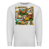 Dove Grey cow coffee cups and farm with leopard seamless pattern bbs Premium Sweatshirt - BundleAndBundleShop